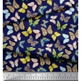 thumbnail image 3 of Soimoi Blue polyester Crepe Fabric Colorful Butterfly Print Fabric by Yard 42 Inch Wide, 3 of 5