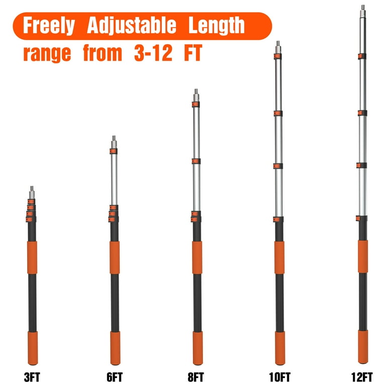 LAANPOLE Telescoping Pole, 3-12FT Aluminum Extension Pole(20FT Reach), Multi-Purpose Paint Roller for Painting, Dusting and Cleaning LAANPOLE Telescoping Pole, 3-12FT Aluminum Extension Pole(20FT Reach), Multi-Purpose Paint Roller for Painting, Dusting and Cleaning