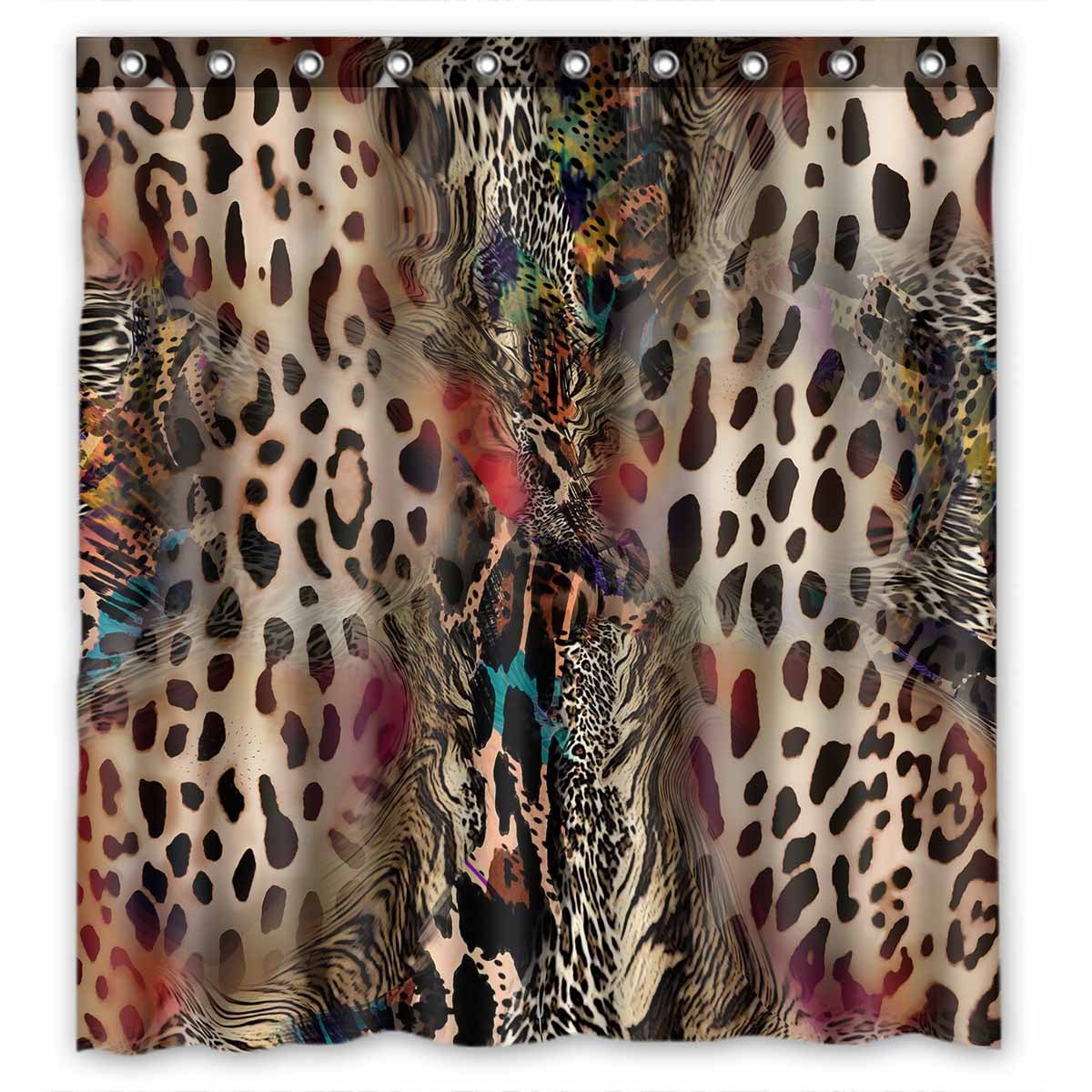 PKQWTM Animal print leopard WaterProof Polyester Fabric Shower Curtain