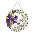 thumbnail image 2 of Zephyrn He is Risen Easter Decoration Wood Door Wall Signs, Wooden Wreaths Front Door Sign Cross Sign Christian Jesus Crafts for Spring Party Porch Wall Decor, 2 of 8