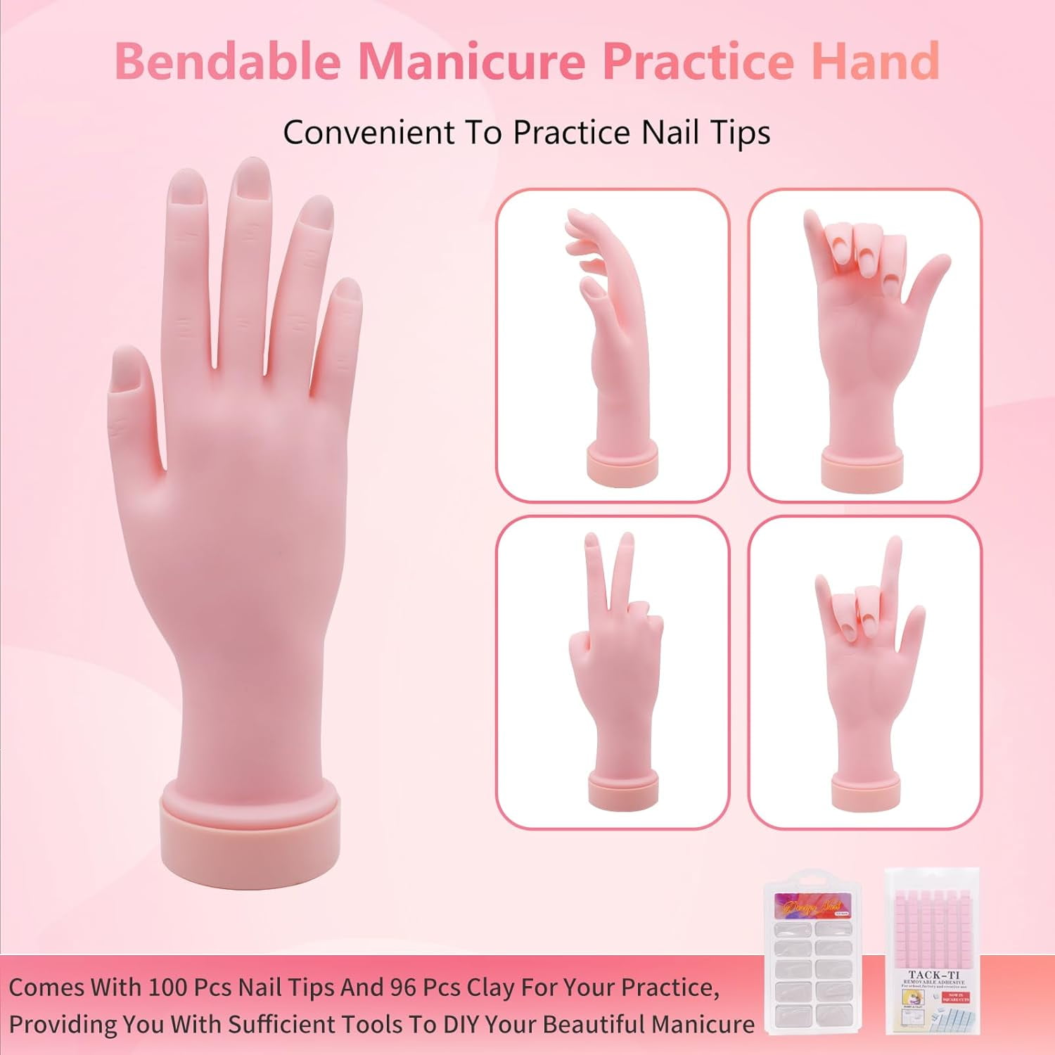 Nail Kit for Beginners with Everything: Professional Nail Acrylic Powder Liquid Set with Practice Hand Drill U V Light in Cosmetic Bag for Women Salon Home (Pink)