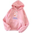 thumbnail image 1 of Pompotops Chandails en Molleton à Capuche pour Femmes, Imprimé Fraise, Manches Longues, Décontracté, avec Poche, 1 of 3