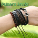 thumbnail image 2 of Pulsera Ancla Cuerda Cuero Cuentas 4 En 1 Vintage Unisex Largo 6 cm Xtellar negro, 2 of 3