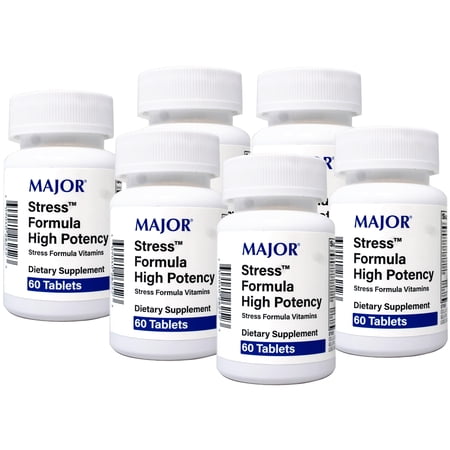 Major Stress Formula - High Potency Stress Formula Vitamins - Dietary Supplement - 60 Tablets - 6 Pack