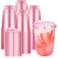 thumbnail image 1 of 100 Set 16oz Pink Plastic Cups with Sip Lids, Disposable Round Bottom Iced Coffee Cup with Lid Pink Clear To Go Drinking Cup Bulk for Cold Drinks Slushie Valentine Bachelorette Party Supplies, 1 of 8