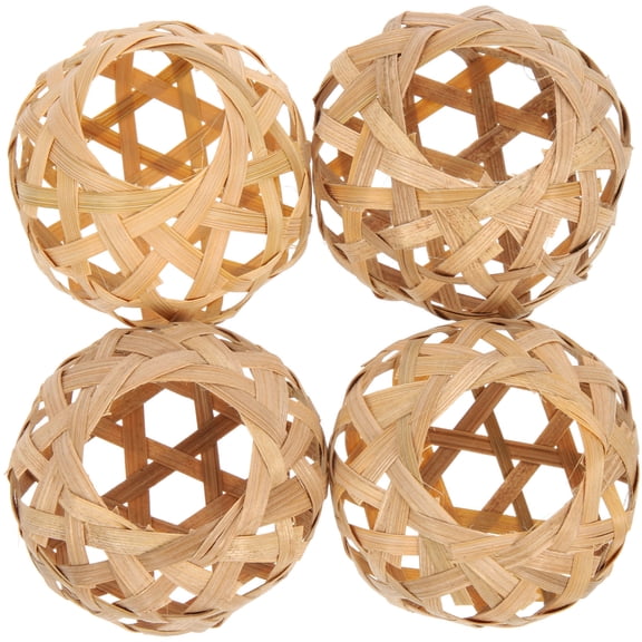 LEORX Small Light Shade Hand Woven Lamp Cover Bamboo 4Pcs Light Brown