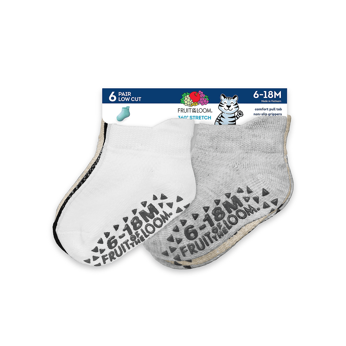 Fruit of the Loom Toddler Low-Cut Socks, 6-Pack, Size 6M-5T