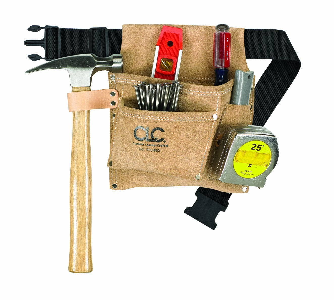 CLC Custom Leathercraft IP489X Suede Tool Bag & Poly  Belt, 3 Pocket