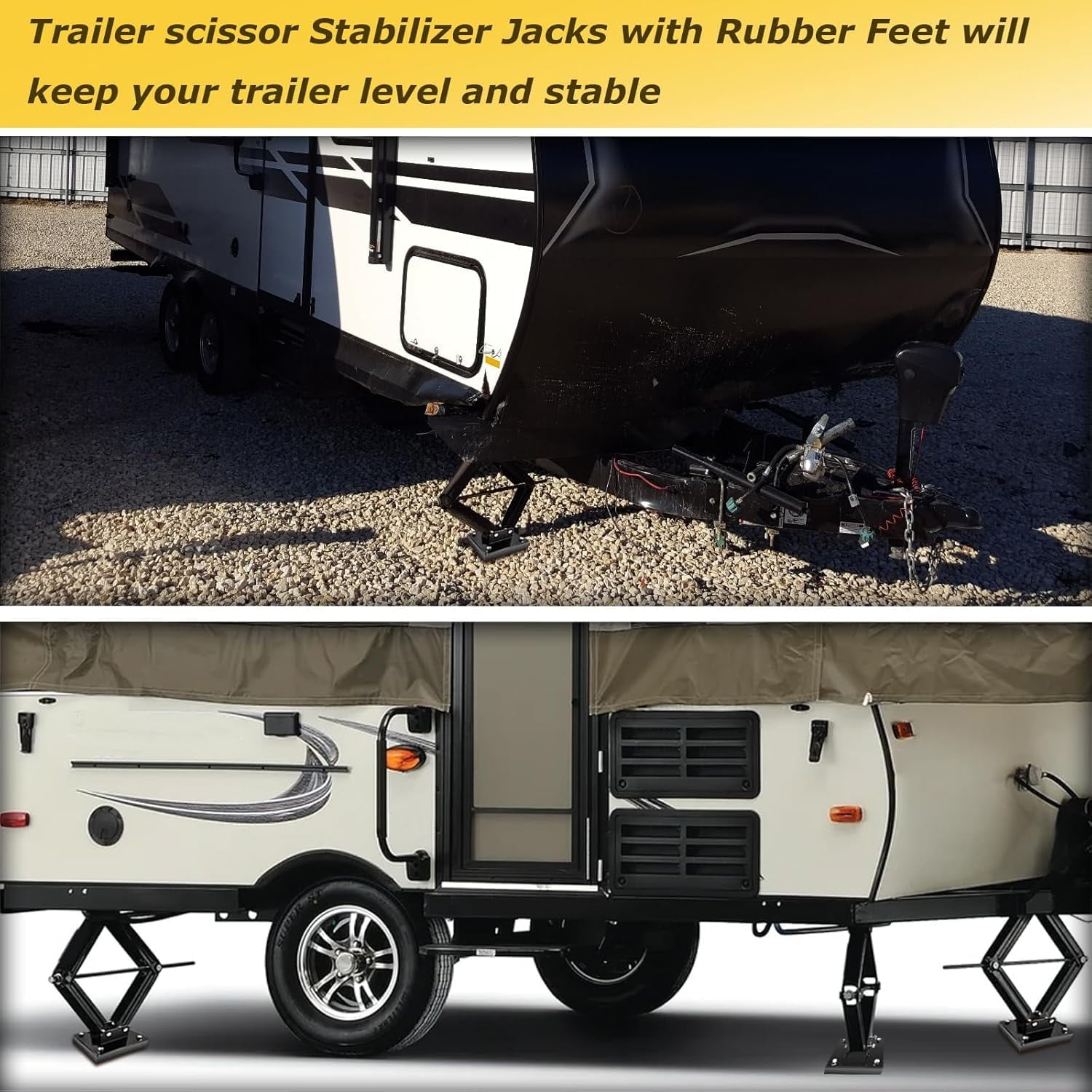 RV Jack Pads for Four-Point Trailer Jack Stands, with 6.3" Metal Foot