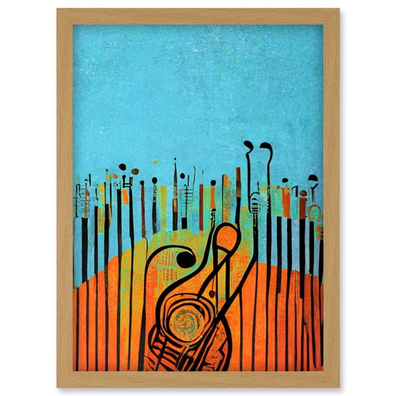 Conceptual Modern Abstract Musician On Stage Piano Artwork Framed Wall Art Print A4