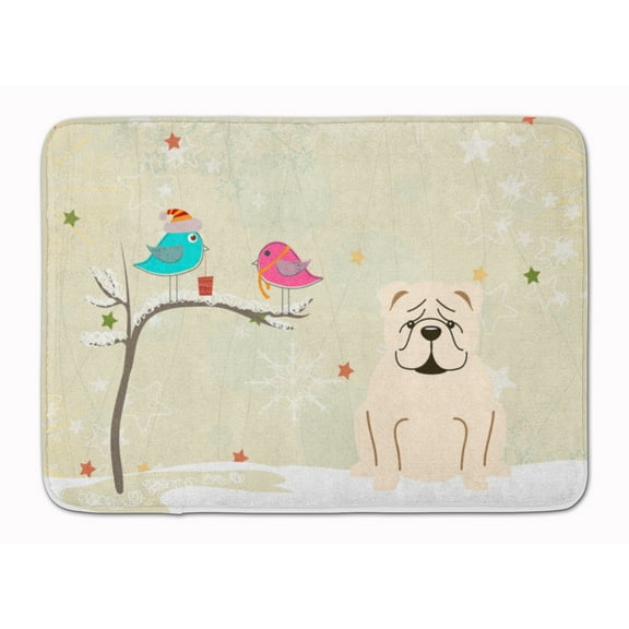 Christmas Presents between Friends English Bulldog - White Machine Washable Memory Foam Mat