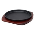 thumbnail image 2 of Personal Size Cast Iron Sizzling Fajita Pan Skillet With Wood Base Round 8.75"D, 2 of 5