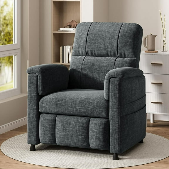 CHITOOMA Power Recliner Chair for Adults, Electric Recliner with Adjustable Backrest & Footrest, Remote Control, Chenille Fabric, High Back, Thick Cushion for Living Room,Bedroom,Home Theater,Black