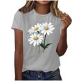thumbnail image 2 of QUNYINEY Women's T-Shirts Casual Short Sleeve Floral Crew Neck Tops Loose Pullover Going Out Shirts, 2 of 4