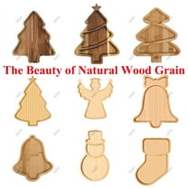 Christmas Serving Tray Christmas Decoration Home Decor Christmas Tree Shaped Serving Platter Handle Wooden Dinner Plates Charcuterie Boards Fruit Bowl for Kitchen