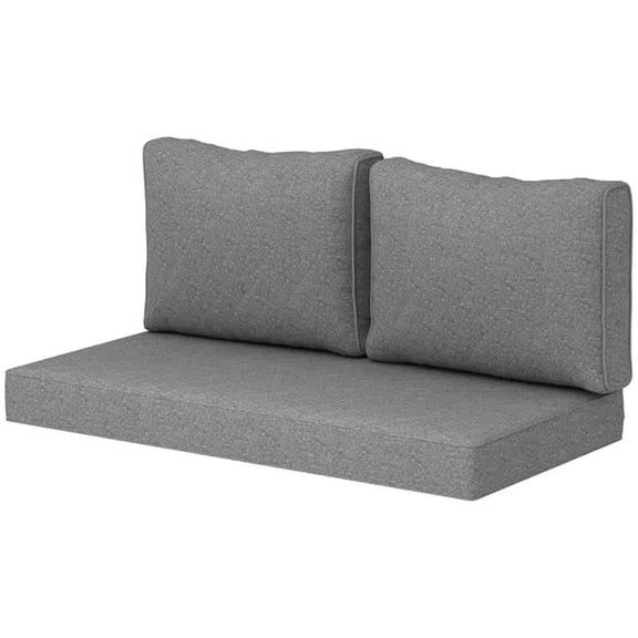 Patio Furniture Cushions, Thick Outdoor Loveseat Cushions with Removable Cover, Fade-Resistant Replacement Cushions, Gray