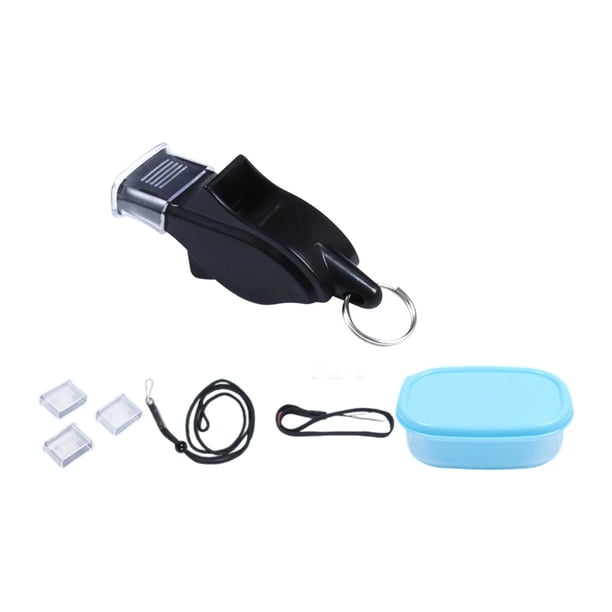 Silbato deportivo con cordón duradero con un sonido claro y potente, ideal para exteriores. Negro
