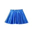 thumbnail image 3 of RUNQHUI Kids Girls Shiny Metallic Mini Pleated Flared Skater Skirt School Athletic Dance Scooter Royal Blue 12, 3 of 7