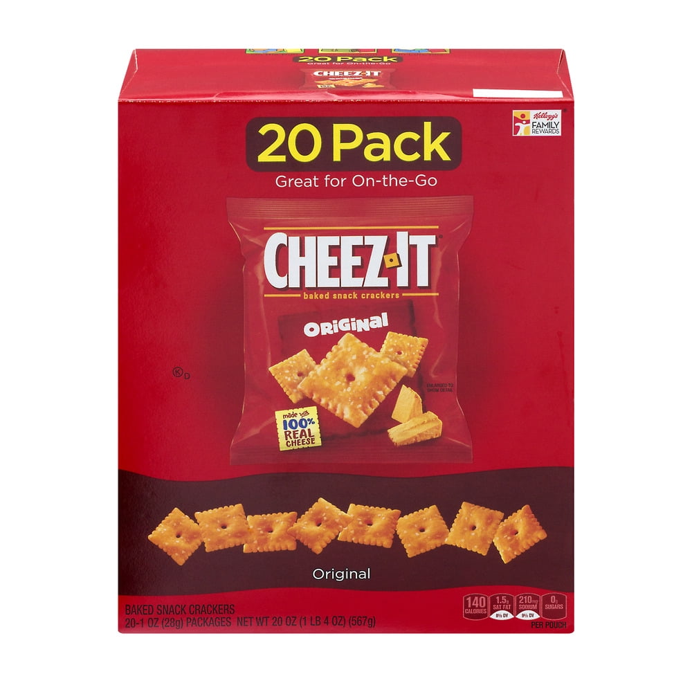 Cheez-It Original Baked Snack Crackers 20-1 oz. Pouches by Kellogg Company