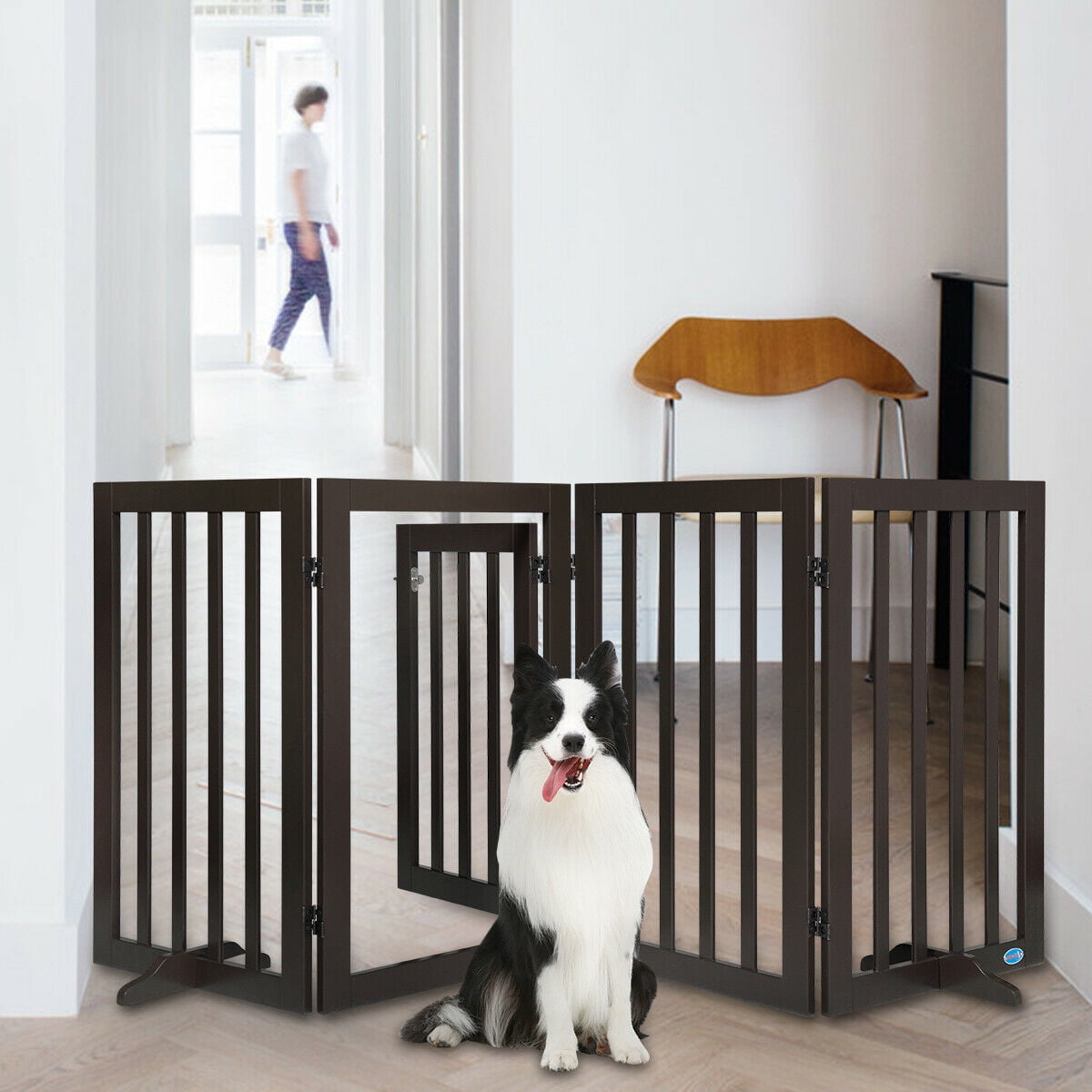 NuFazes 4 Panel Folding Solid Pet Dog Gate Fence Playpen Free Standing