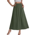thumbnail image 3 of SROBPTY Skirts for Women Summer Solid Elastic Waist High Waist Midi A Line for Casual Wear, 3 of 5