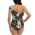 thumbnail image 5 of Sikiie Rabbit Is Eating Carrots Print Women One Piece Swimsuits Tummy Control One Shoulder Bathing Suits Ruffle Swimwear, From S to XXL-X-Large, 5 of 6