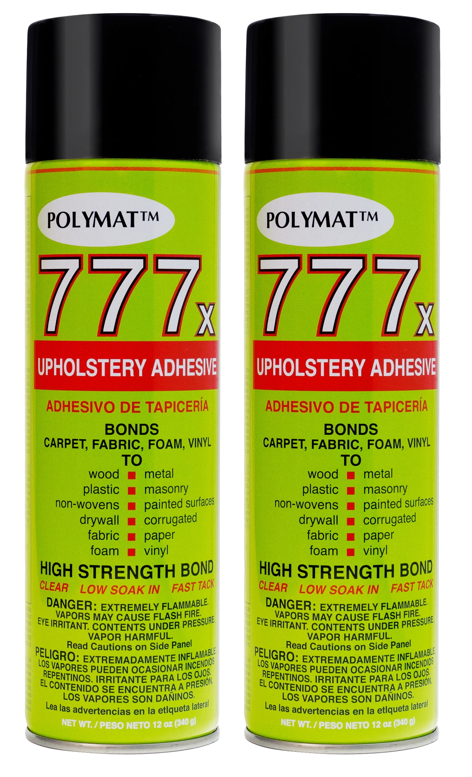 1 Can Polymat 777 12oz Aerosol Spray Glue Fast Tack Adhesive for Upholstery, Foam, Speaker Box Carpet, Car Auto Liner and Fabric
