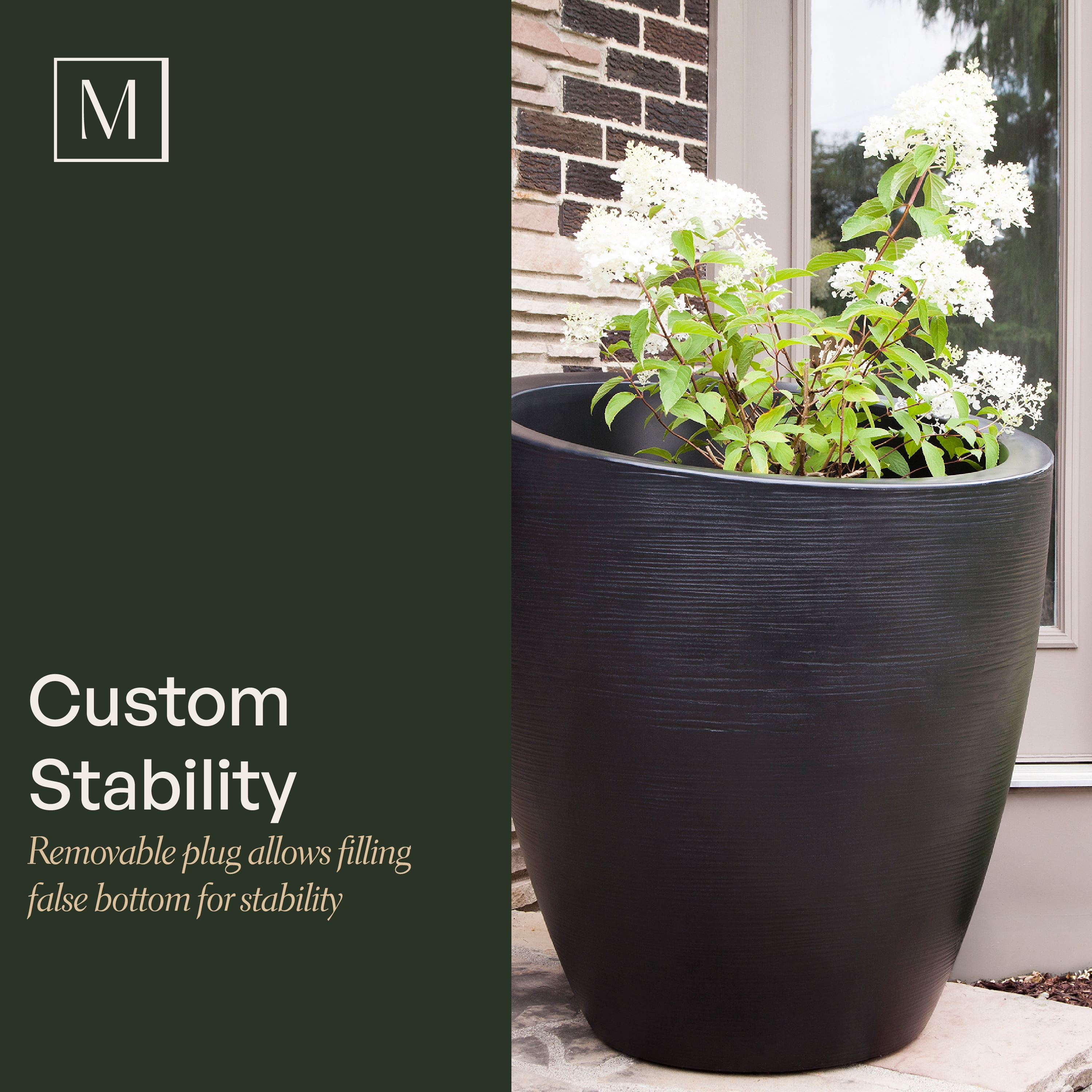 Mayne Modesto 30" x 30" x 34" Round Black Plastic Planter