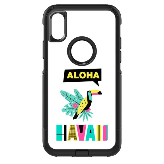 DistinctInk Custom SKIN / DECAL compatible with OtterBox Commuter for iPhone XR (6.1" Screen) - Summer Graphics - Aloha Hawaii Yellow Teal Pink