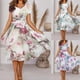 thumbnail image 3 of Vestido midi floral para mujer Vestido de cóctel de fiesta de noche de verano de talla grande para mujerpurple2XL, 3 of 4
