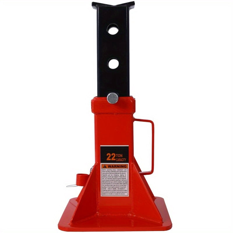Zateety Heavy Duty Pin Type Professional Car Jack Stand with Lock, 22 Ton (44, 000 lb) Capacity, Red, 1 Pair