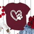 thumbnail image 4 of WREESH Womens Fashion T-Shirts Valentine's Day Causal Round Neck Heart Printing Blouse Short Sleeve T-Shirt Summer Tops Pullover Wine, 4 of 5