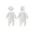 thumbnail image 2 of Loicainy Newborn Infant Girl Fall Romper 3 6 Months Ruffled Trim Long Sleeve Bodysuit and Hat 2 Pcs Set, 2 of 9