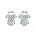 thumbnail image 3 of Aojekbee Baby Girl 2Pcs Summer Outfits Short Sleeve Daisy Print Smocked Romper with Headband Set Newborn Clothes, 3 of 10