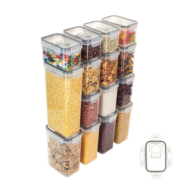 Airtight Food Storage Containers with Lids for Kitchen Pantry Organization,  BPA Free Plastic Food Containers with Locking Lids for Cereal Rice Flour  Sugar Oats Pasta, Keep Food Dry & Fresh 