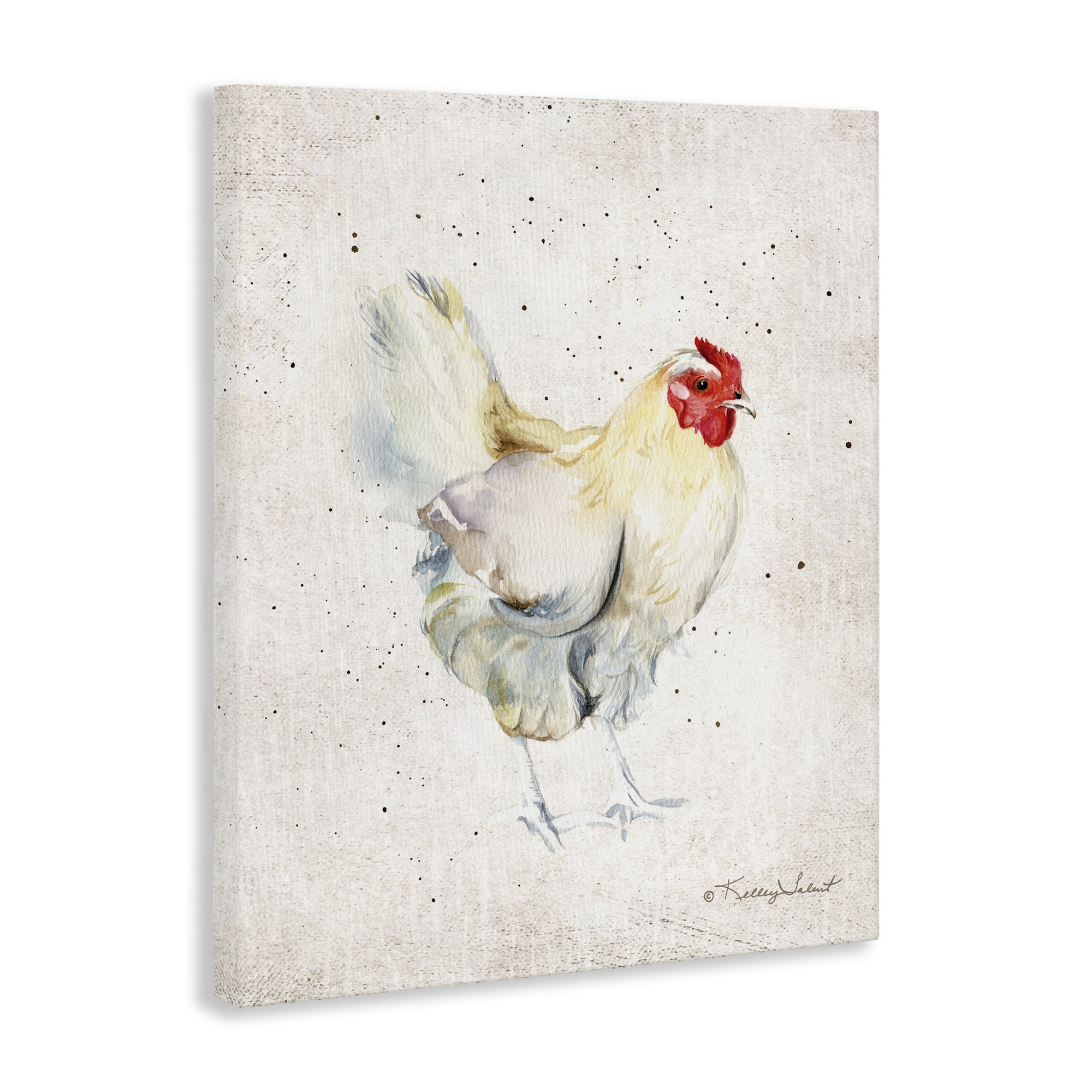 Stupell Industries Chicken with Speckled Paint Animals & Insects Painting Gallery Wrapped Canvas Art Print Wall Art, 24 x 30
