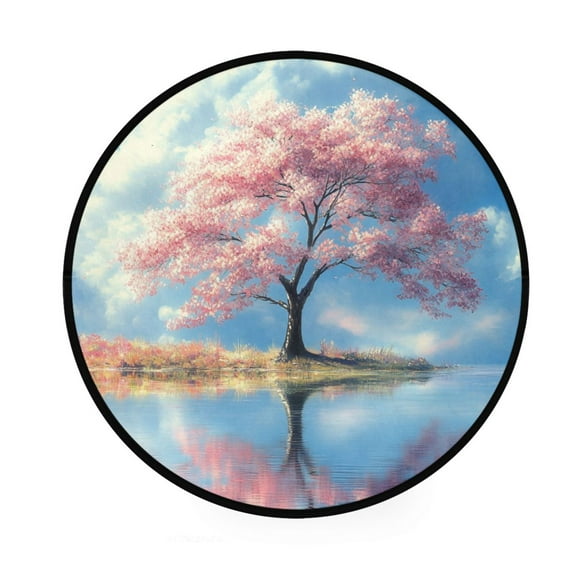 BZSMCE Round Decorative Floor Mat Skyward Journey Pattern 36.2IN
