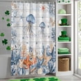 thumbnail image 4 of Shower Curtain, Underwater Ocean Creature Waterproof Shower Curtain Set with Hooks for Bathroom Showers,Stalls and Bathtubs,60x72In Sea Jellyfish Starfish Wood Plank, 4 of 9