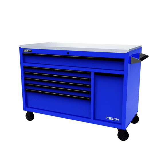 Homak Manufacturing Homak 54" TECH Workstation w/Power Tool Drawer and Stainless Steel Top, Blue