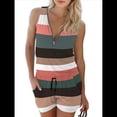 thumbnail image 2 of Vestido Mini de Verano A Rayas para Mujer, Sin Mangas, con Tirantes Halter y Bolsillos Negro M, 2 of 5