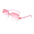 thumbnail image 2 of Gafas de sol vintage sin montura para mujer, con lentes degradadas irregulares y corte de diamante, de policarbonato transparente, ideales para el verano y la playa. Rosa degradado, 2 of 9