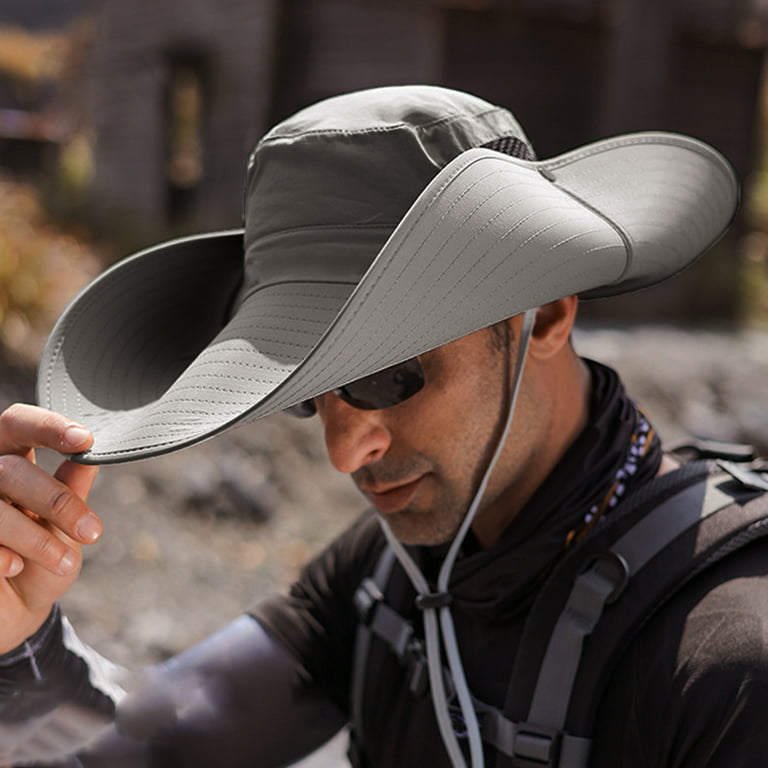Hesroicy Fishing Hat Quick Dry Adjustable Drawstring Wide Brim