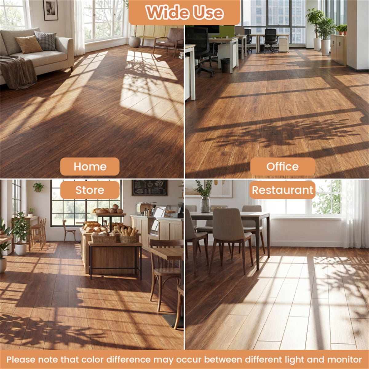 24Pack Wood Look Vinyl Plank Flooring Waterproof PVC Floor Tiles 36Sq.Ft Coverage Rustic Brown 36In Length Wear Layer Scratch Resistant Adhesive Install Kitchen Bedroom Living Rooms Hallway Entryway