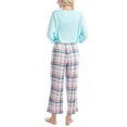 thumbnail image 4 of Goodnight Kiss Women's Fall Fable Pajama Set, Butter Knit 3/4 Sleeve and Capri Pant, Aqua/Plaid, XL, 4 of 7