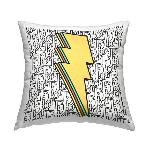 Stupell Industries Lightning Bolt Retro Symbol Fashion Glam Pattern Design by Ziwei Li Throw Pillow