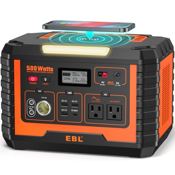 EBL 500W Power Station Portable Solar Generator Charger Lithium Battery Backup for Outdoor Camping Home Emergency