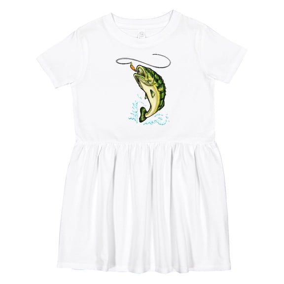 Inktastic Leaping Bass Fish Girls Toddler Dress