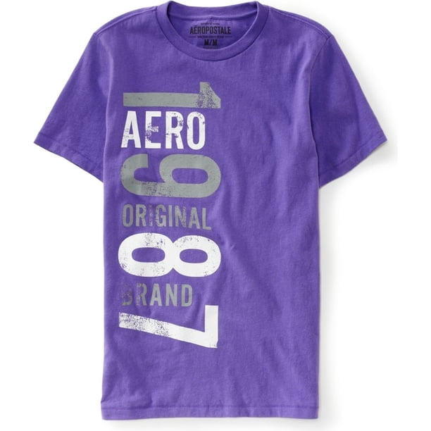 Aeropostale Mens Original 1987 Weathered Graphic T-Shirt, Púrpura, Pequeño Aeropostale Camiseta gráfica