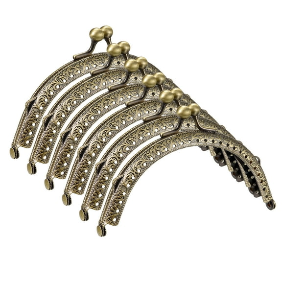 Uxcell Metal Purse Frames, 4.1" 6Pack Kiss Lock Clasp Frame for Coin Bags Sewing DIY, Bronze