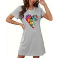 thumbnail image 4 of VgaVtl Gray Womens Sleep Shirts Under $10.00 Short Short Sleeve Women's Nightgowns Plus Print Sleepwear, 4 of 5
